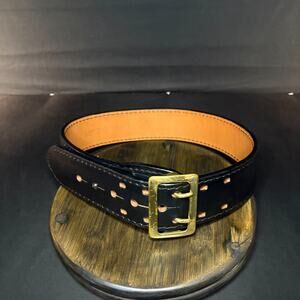 Dutyman Sam Browne Duty Belt Size 28" Plain Black Leather Brass Buckle 1011